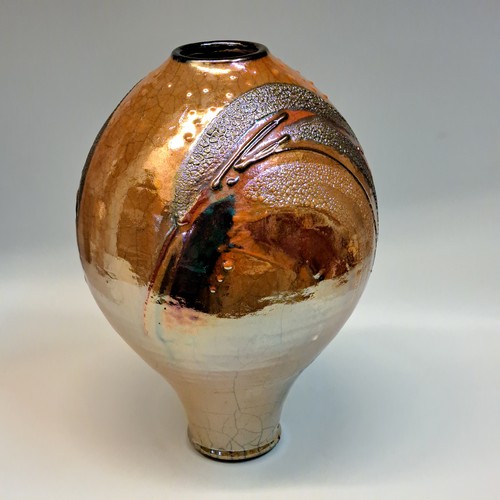 #240736 Raku Vessel Glitter Glaze $79 at Hunter Wolff Gallery